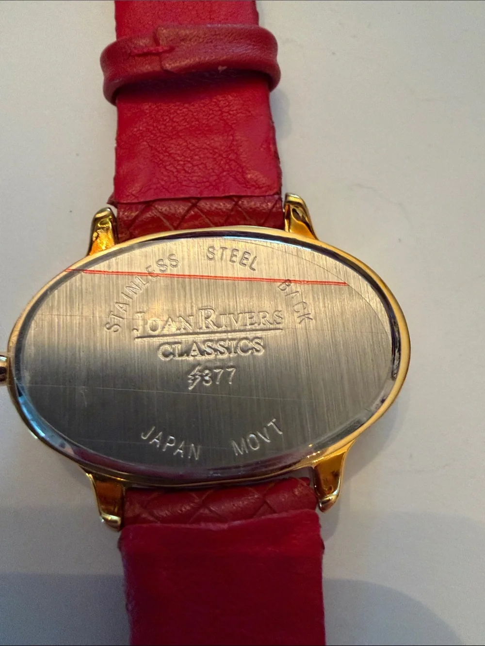 Joan Rivers Red Braided Leather Strap Watch with Gold-Tone Case